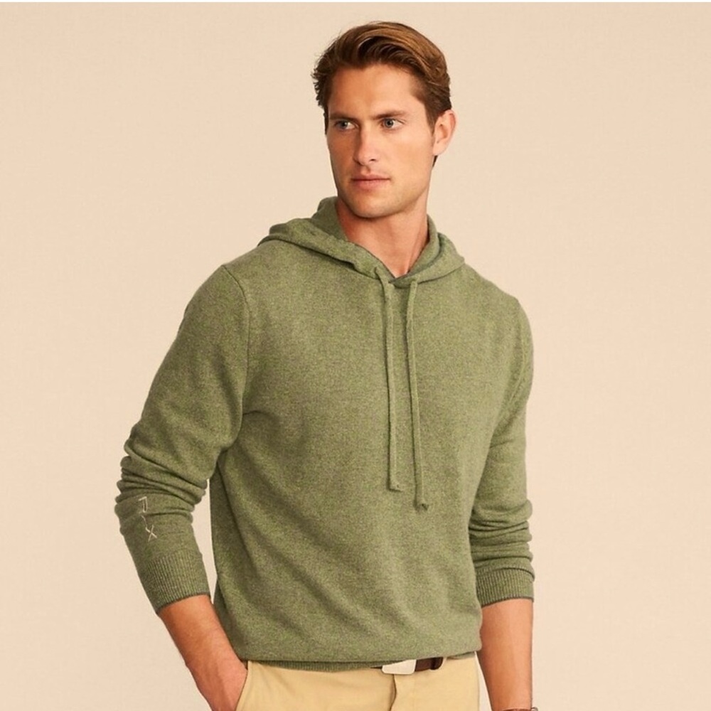 Polo Ralph Lauren Cashmere Hoodie Sweater Mens Large Green Washable New With Tag